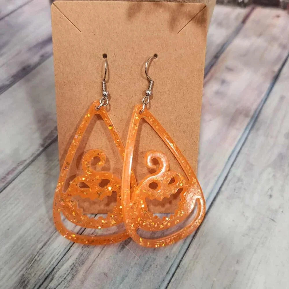 Glitter Resin Halloween Earrings